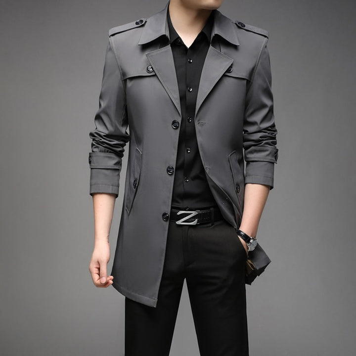 Elegant Trenchcoat Män | Vattentålig Design med Kavajdetalj | Stilren Skydd för Alla Tillfällen 3