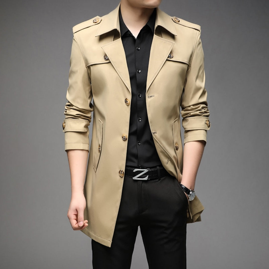 Elegant Trenchcoat Män | Vattentålig Design med Kavajdetalj | Stilren Skydd för Alla Tillfällen 5