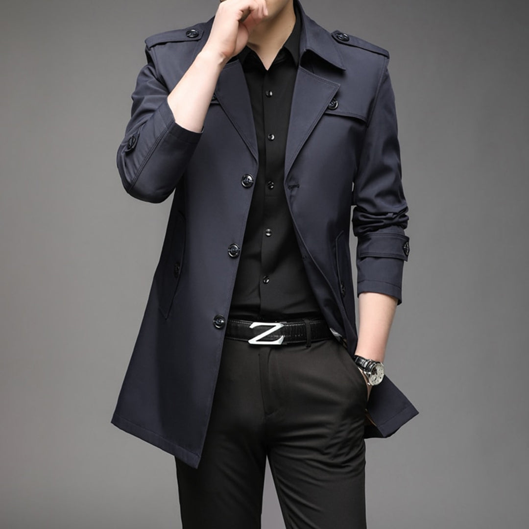 Elegant Trenchcoat Män | Vattentålig Design med Kavajdetalj | Stilren Skydd för Alla Tillfällen 6
