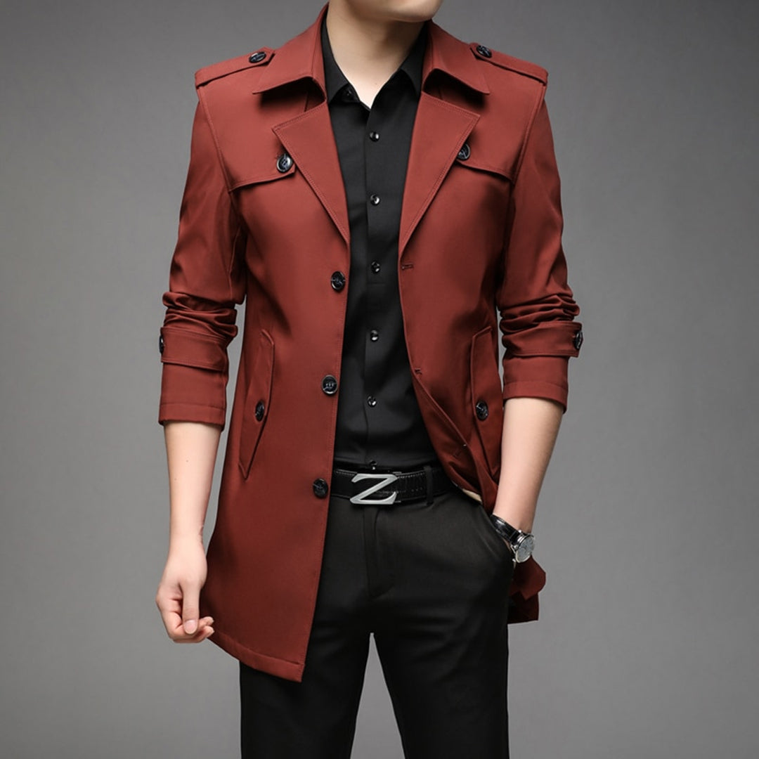 Elegant Trenchcoat Män | Vattentålig Design med Kavajdetalj | Stilren Skydd för Alla Tillfällen 7