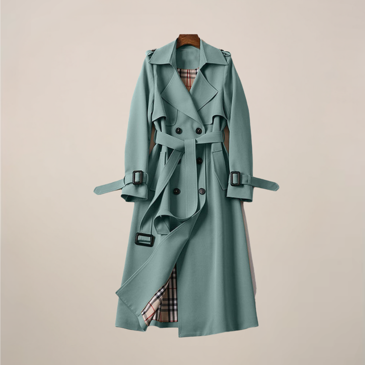 Elegant Trenchcoat | Dubbelknäppt Design med Bälte & Rutigt Foder | Tidlös Stil för Kalla Dagar 3