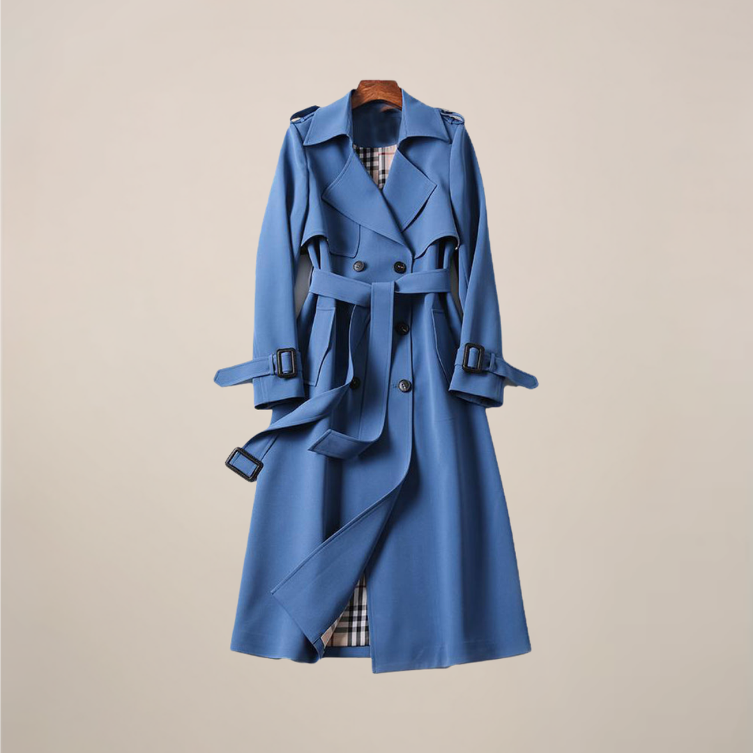 Elegant Trenchcoat | Dubbelknäppt Design med Bälte & Rutigt Foder | Tidlös Stil för Kalla Dagar 4