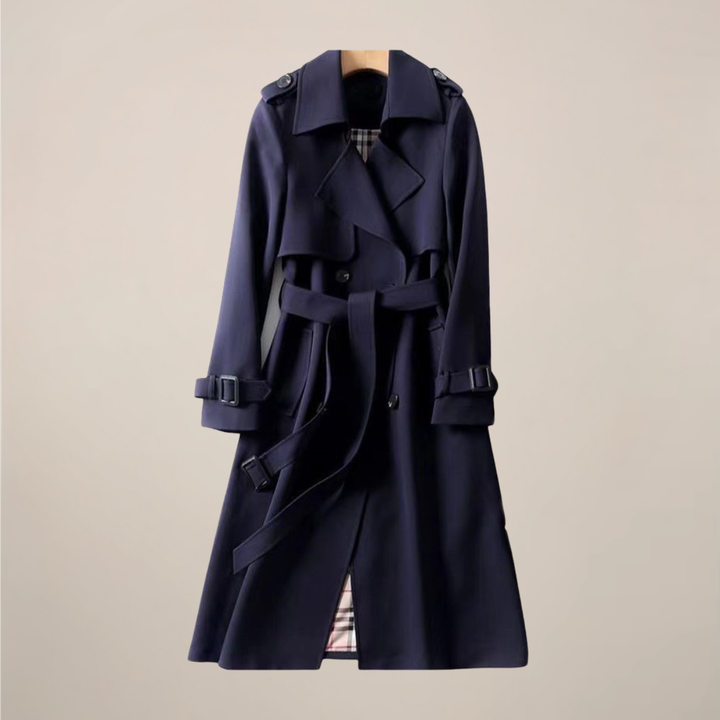 Elegant Trenchcoat | Dubbelknäppt Design med Bälte & Rutigt Foder | Tidlös Stil för Kalla Dagar 5