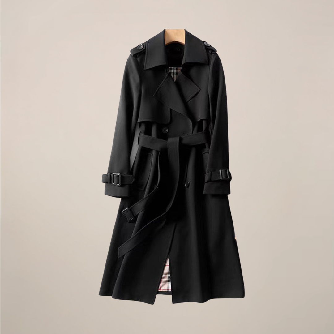 Elegant Trenchcoat | Dubbelknäppt Design med Bälte & Rutigt Foder | Tidlös Stil för Kalla Dagar 6