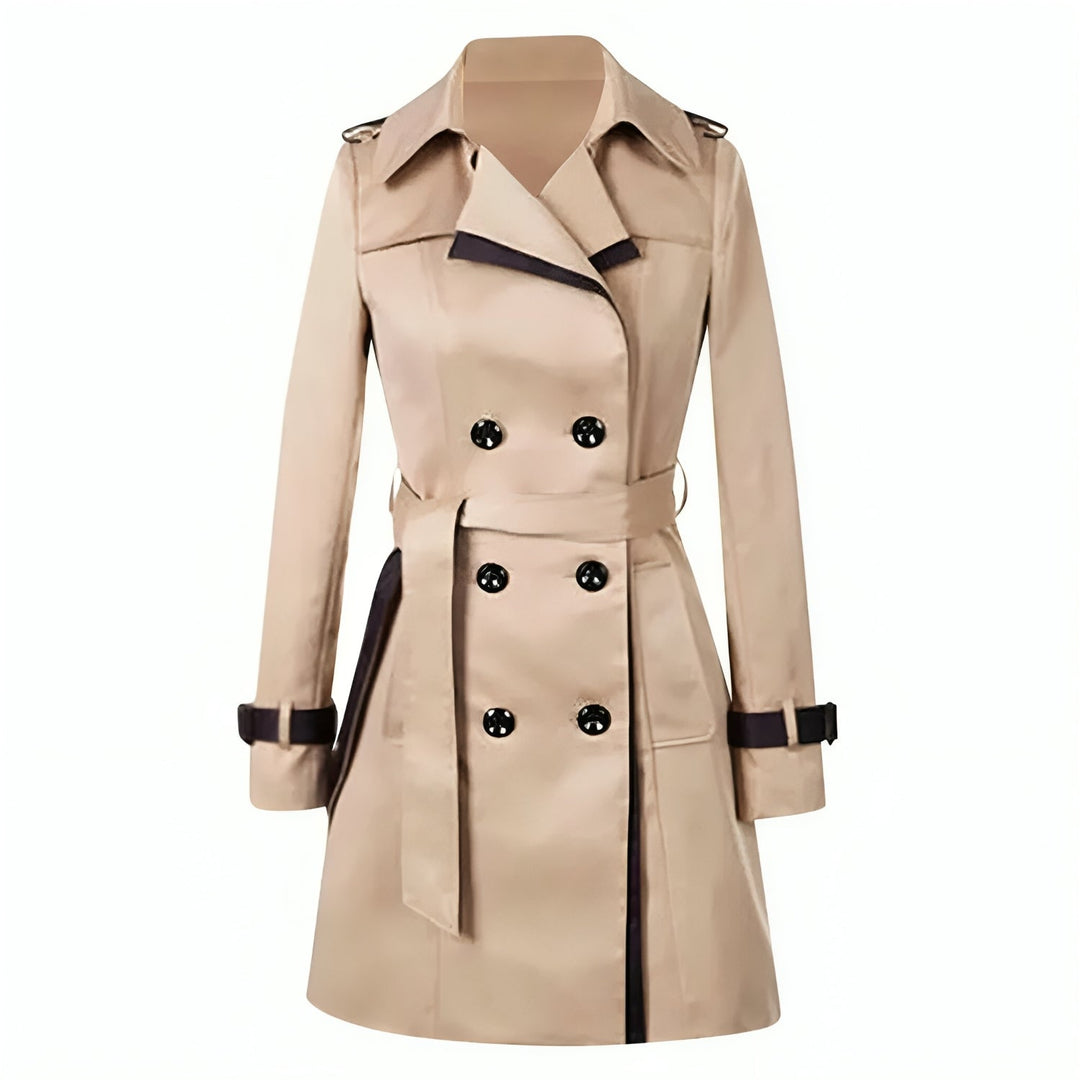 Elegant Trenchcoat | Dubbelknäppt Design med Figurplattande Bälte | Tidlös Stil för Höstsäsongen 0