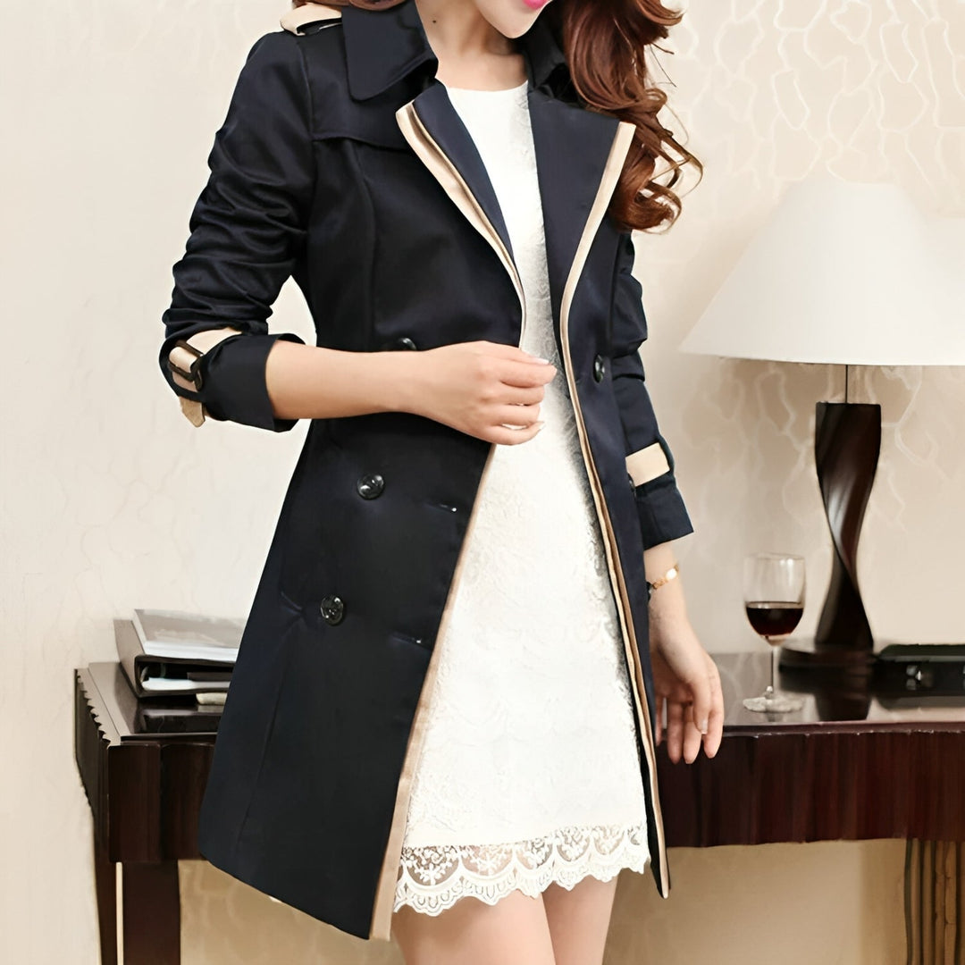 Elegant Trenchcoat | Dubbelknäppt Design med Figurplattande Bälte | Tidlös Stil för Höstsäsongen 3