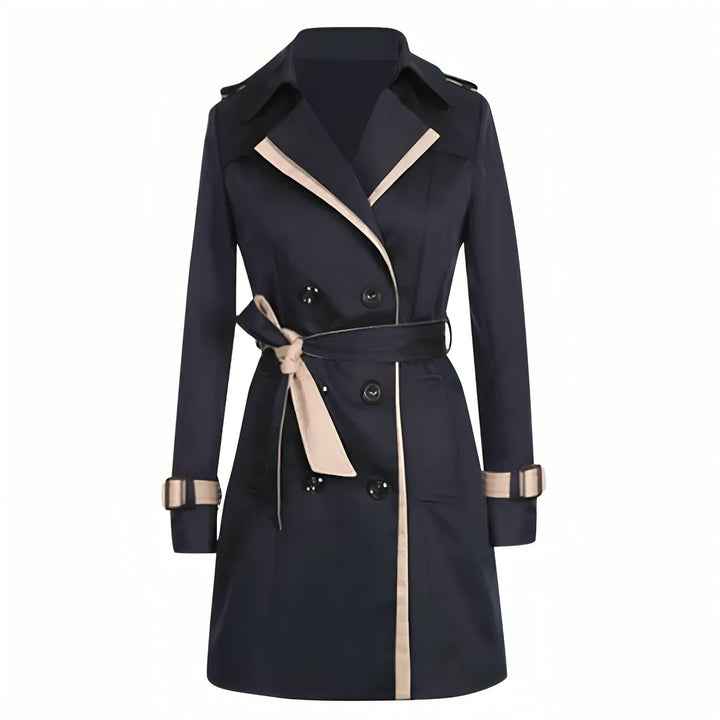 Elegant Trenchcoat | Dubbelknäppt Design med Figurplattande Bälte | Tidlös Stil för Höstsäsongen 4