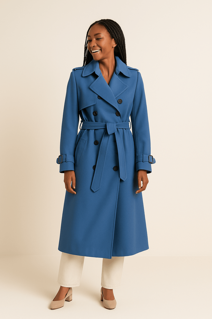 Elegant Trenchcoat | Dubbelknäppt Design med Justerbart Bälte | Tidlös Stil för Mångsidig Styling 3