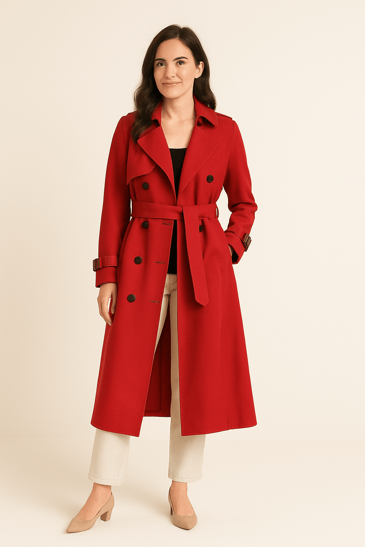 Elegant Trenchcoat | Dubbelknäppt Design med Justerbart Bälte | Tidlös Stil för Mångsidig Styling 4