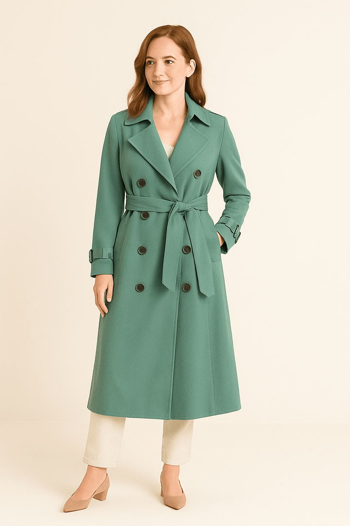 Elegant Trenchcoat | Dubbelknäppt Design med Justerbart Bälte | Tidlös Stil för Mångsidig Styling 5