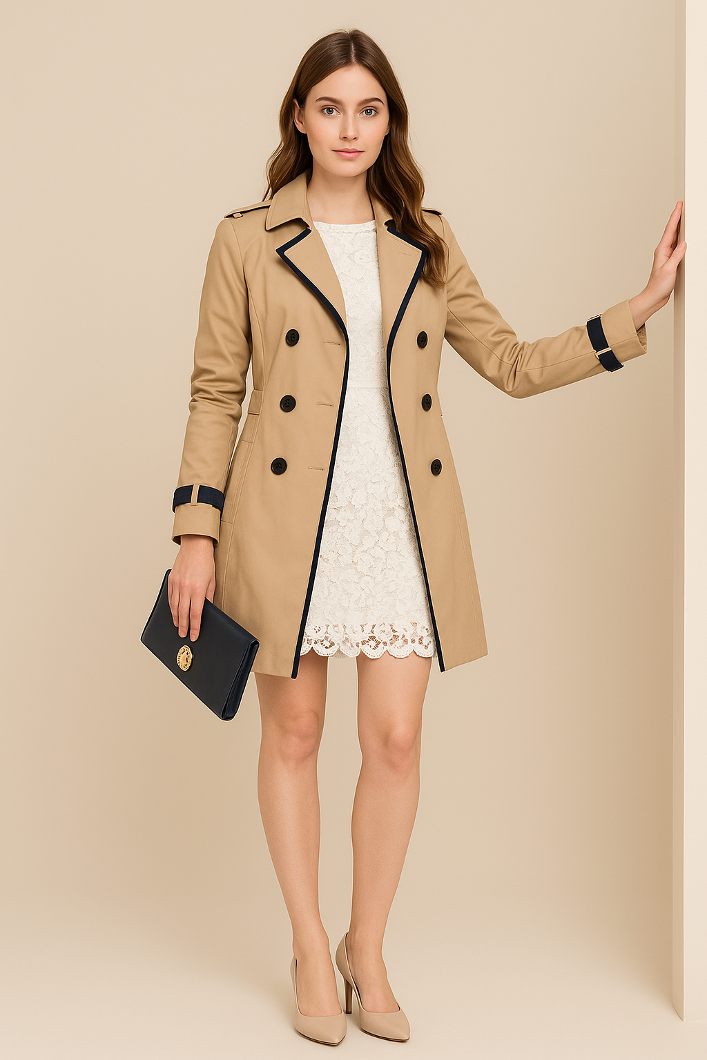 Elegant Trenchcoat för Kvinnor med Justerbart Midjebälte | Tidlös Design för Mångsidiga Outfits 0