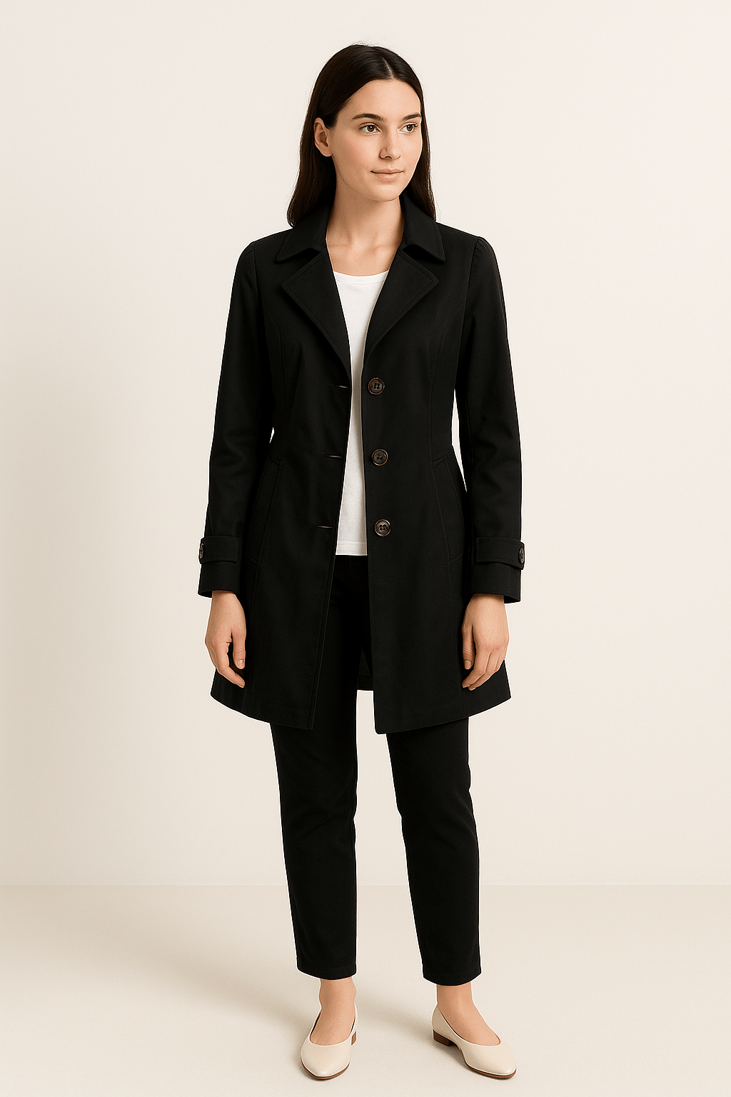 Elegant Trenchcoat för Kvinnor med Skårad Krage | Lättviktsdesign för Säsongsanpassad Stil 1