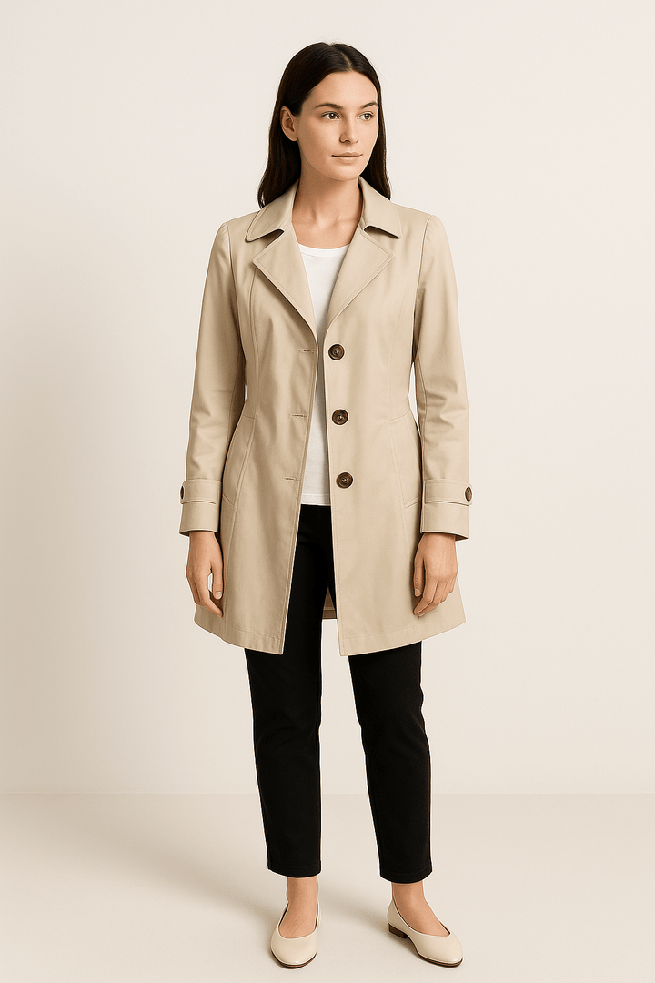 Elegant Trenchcoat för Kvinnor med Skårad Krage | Lättviktsdesign för Säsongsanpassad Stil 2