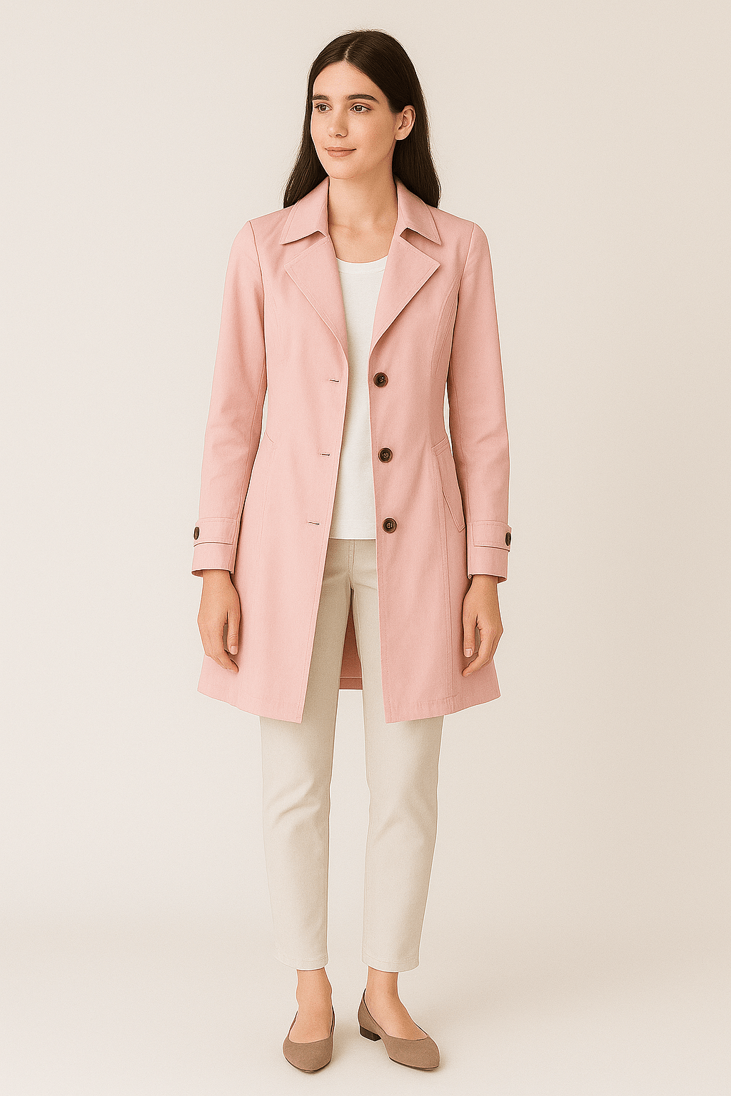 Elegant Trenchcoat för Kvinnor med Skårad Krage | Lättviktsdesign för Säsongsanpassad Stil 3