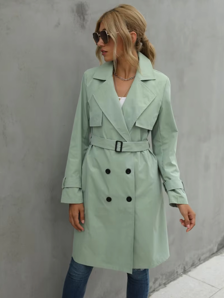Elegant Trenchcoat för Kvinnor med Vindskydd och Midjebälte | Tidlös Stil för Alla Tillfällen 0