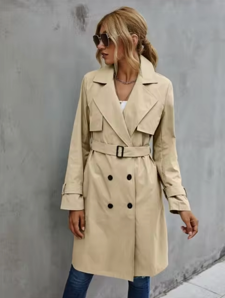 Elegant Trenchcoat för Kvinnor med Vindskydd och Midjebälte | Tidlös Stil för Alla Tillfällen 4