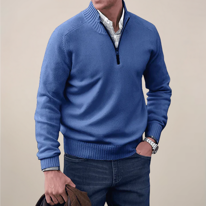 Elegant Tröja med Halv Dragkedja för Män | Ribbad Krage för Smart Casual Stil 6