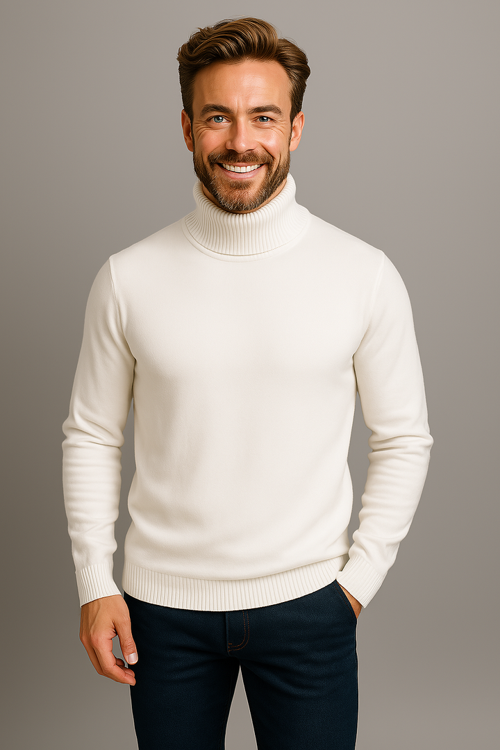 Elegant Turtleneck Sweater för Herr med Slimmad Passform | Högkvalitativt Garn för Stil och Komfort 4