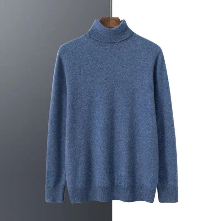 Elegant Turtleneck | Slim Fit Tröja i Denimblå med Hög Krage | Mångsidig Stil för Värme och Komfort 0