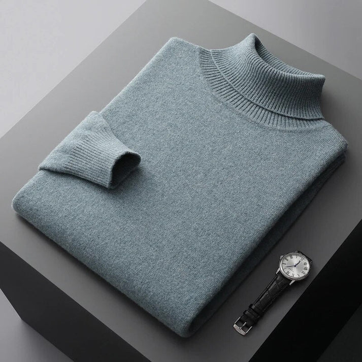Elegant Turtleneck | Slim Fit Tröja i Denimblå med Hög Krage | Mångsidig Stil för Värme och Komfort 1