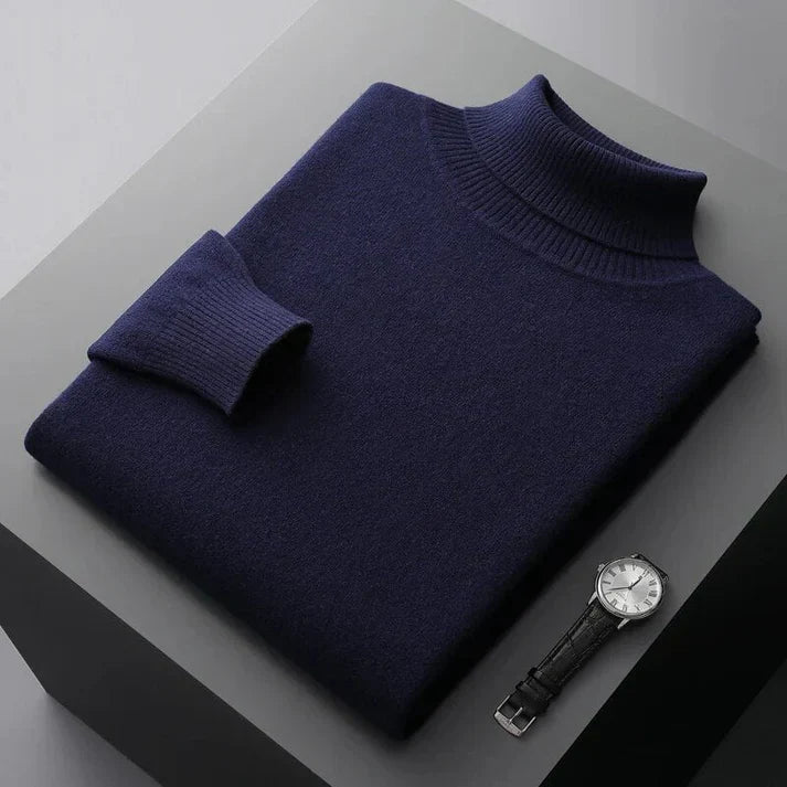 Elegant Turtleneck | Slim Fit Tröja i Denimblå med Hög Krage | Mångsidig Stil för Värme och Komfort 6