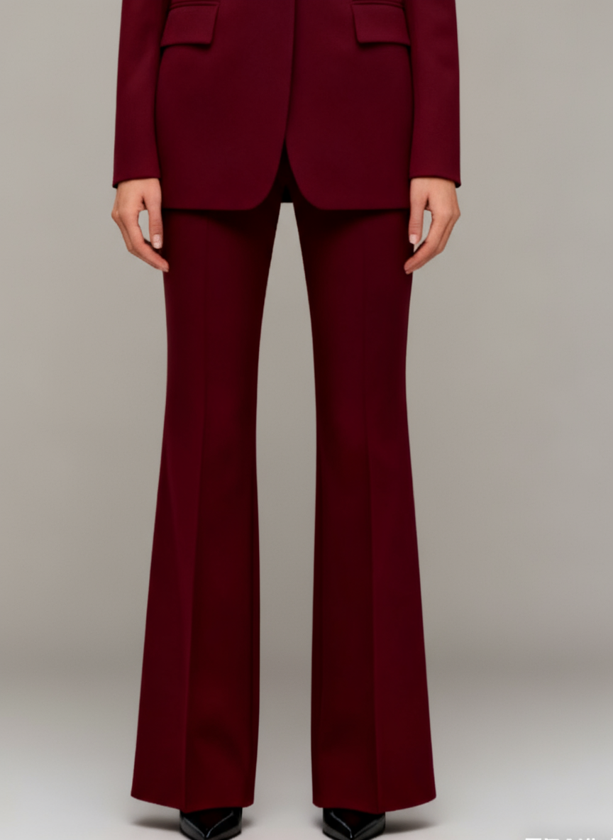 Elegant Tvådelad Kostym | Skulpterad Kavaj och Utsvängda Byxor | Modern Stil för Självsäker Look 2