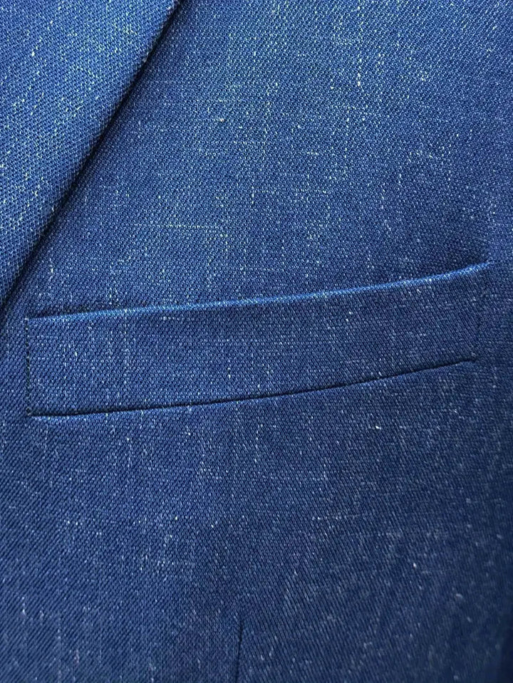 Elegant Tvådelad Kostym i Linneblandning för Män med Slimmad Passform | Perfekt för Bröllop och Affärsevenemang 8
