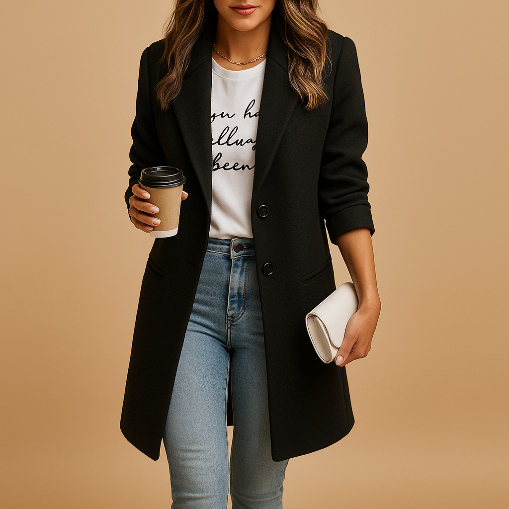 Elegant Ullkappa Dam | Skräddarsydd Longline Design för Värme och Stil 0