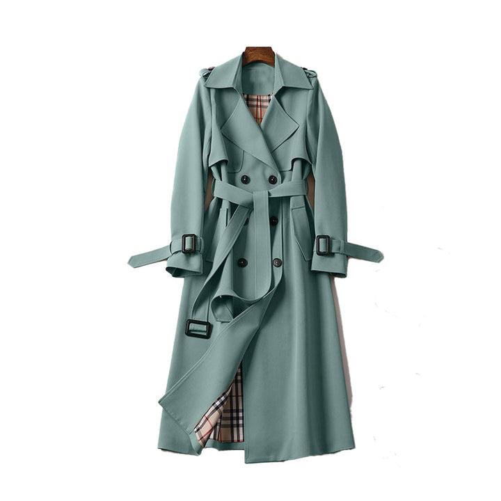 Elegant Utsvängd Kappa | Dubbelknäppt Trenchcoat med Justerbart Bälte | Tidlös Silhuett för Modern Stil 2