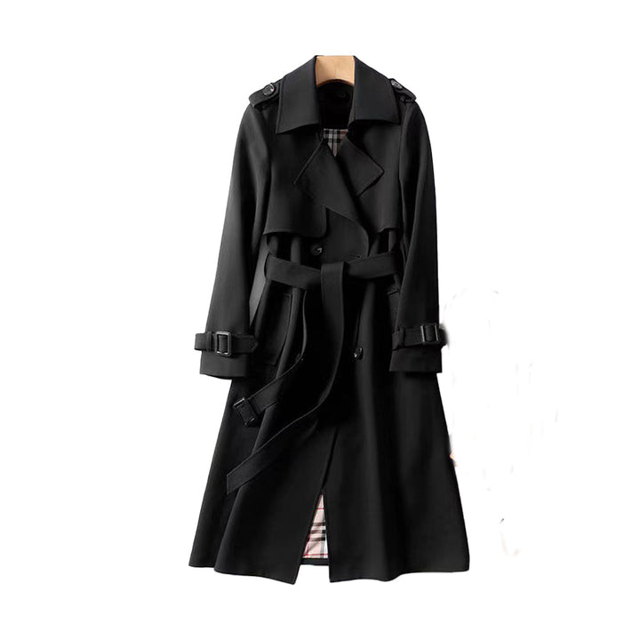 Elegant Utsvängd Kappa | Dubbelknäppt Trenchcoat med Justerbart Bälte | Tidlös Silhuett för Modern Stil 3