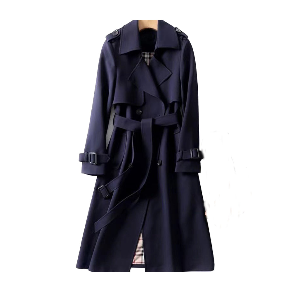 Elegant Utsvängd Kappa | Dubbelknäppt Trenchcoat med Justerbart Bälte | Tidlös Silhuett för Modern Stil 4