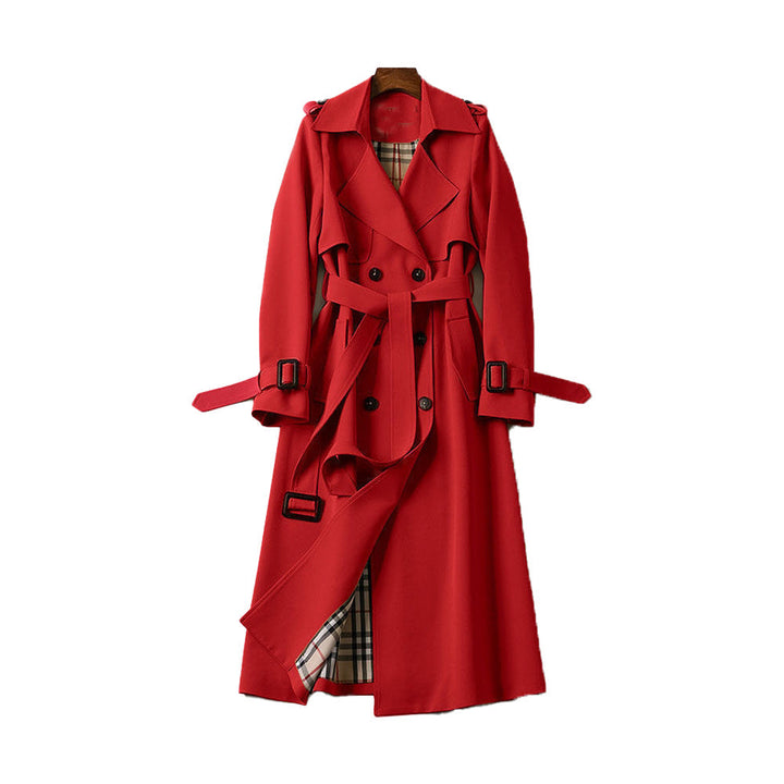 Elegant Utsvängd Kappa | Dubbelknäppt Trenchcoat med Justerbart Bälte | Tidlös Silhuett för Modern Stil 6
