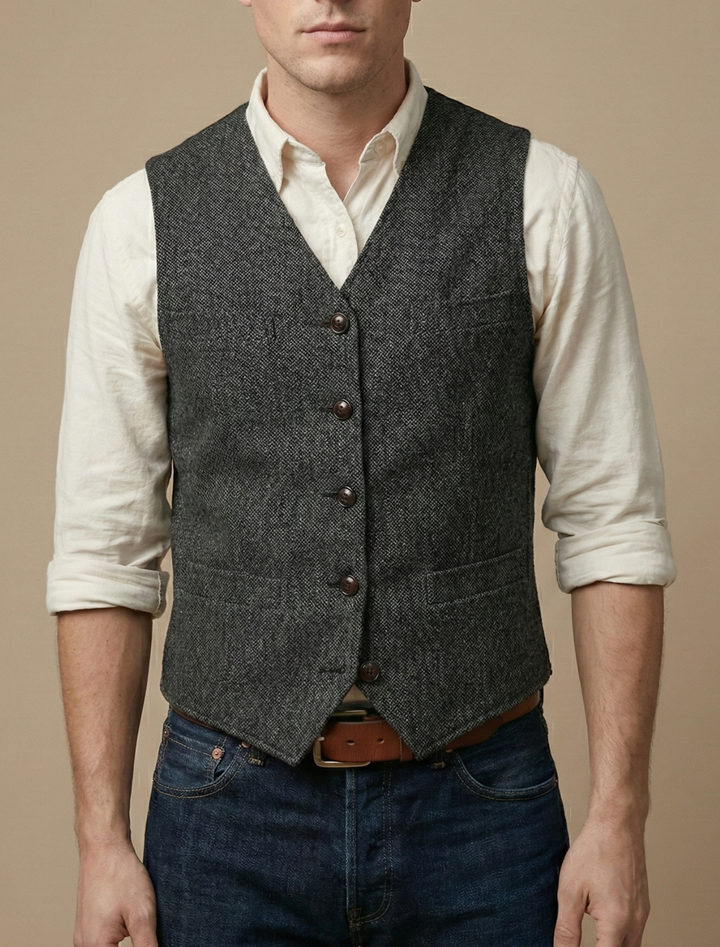 Elegant Väst Herr | Skräddarsydd Väst med Klassisk Knäppning | Perfekt för Formell och Smart Casual Stil 0