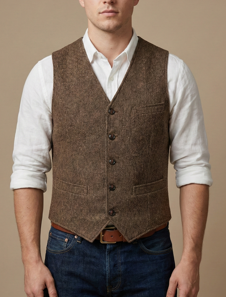 Elegant Väst Herr | Skräddarsydd Väst med Klassisk Knäppning | Perfekt för Formell och Smart Casual Stil 3