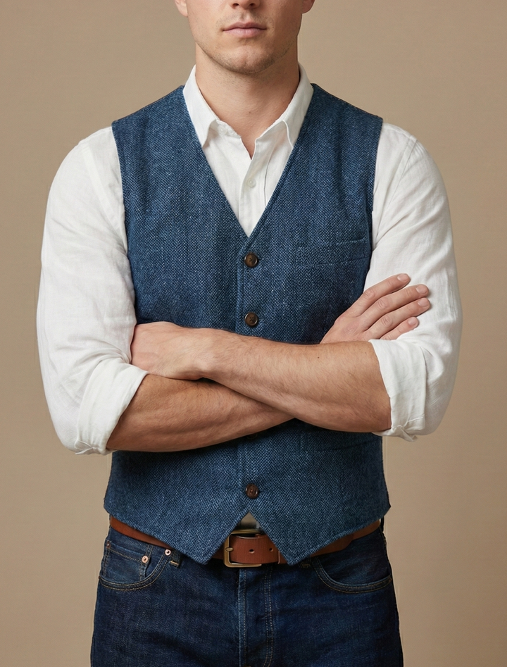 Elegant Väst Herr | Skräddarsydd Väst med Klassisk Knäppning | Perfekt för Formell och Smart Casual Stil 5