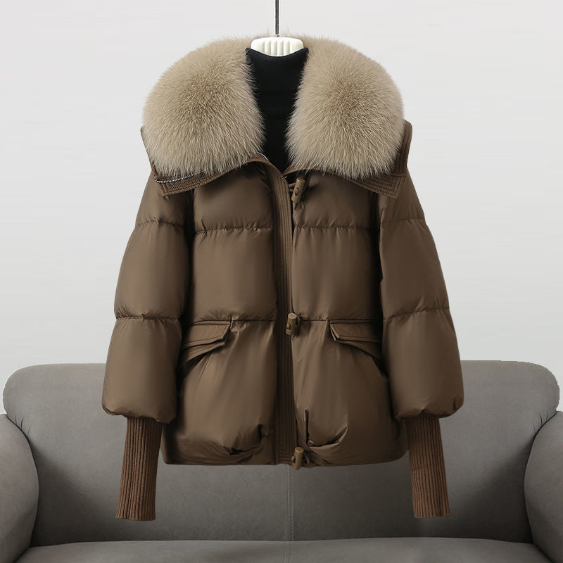 Elegant Vinterjacka Dam | Isolerad Cropped Dunjacka med Bred Krage | Chic Design för Värme och Stil 1