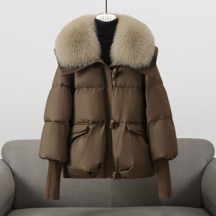 Elegant Vinterjacka Dam | Isolerad Cropped Dunjacka med Bred Krage | Chic Design för Värme och Stil 1