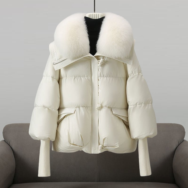 Elegant Vinterjacka Dam | Isolerad Cropped Dunjacka med Bred Krage | Chic Design för Värme och Stil 3