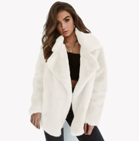 Elegant Vinterjacka Dam | Lång Plyschjacka med Mjuk Textur | Chic och Varm för Kalla Dagar 0