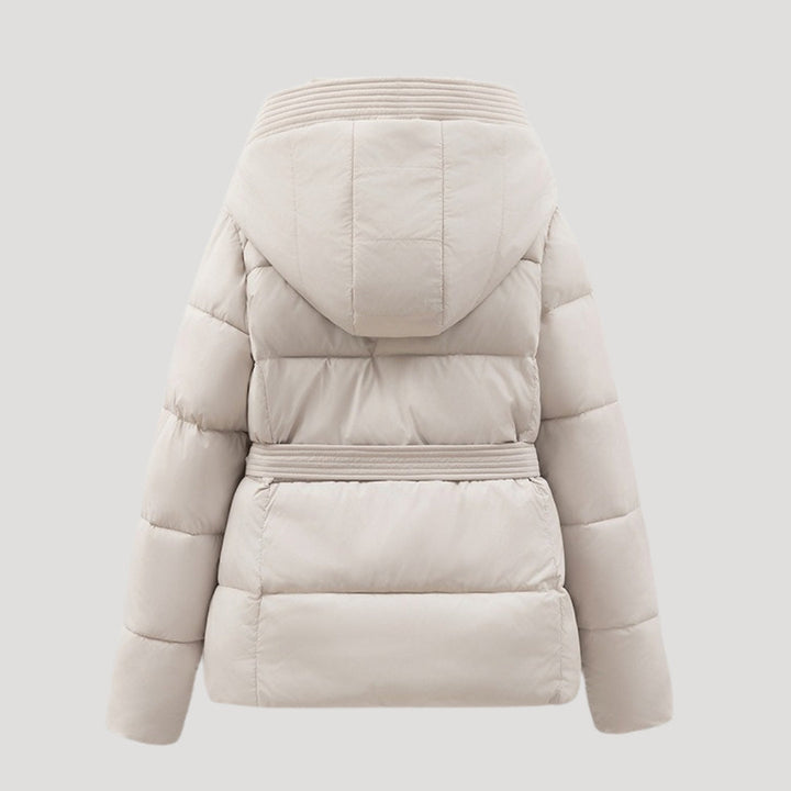 Elegant Vinterkappa Dam | Pufferjacka med Huva och Bälte för Kalla Dagar 1