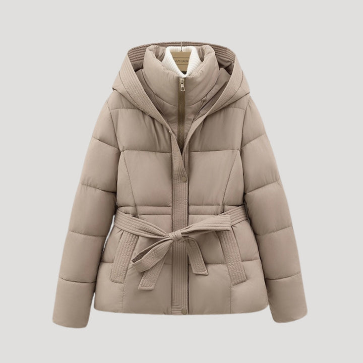 Elegant Vinterkappa Dam | Pufferjacka med Huva och Bälte för Kalla Dagar 6