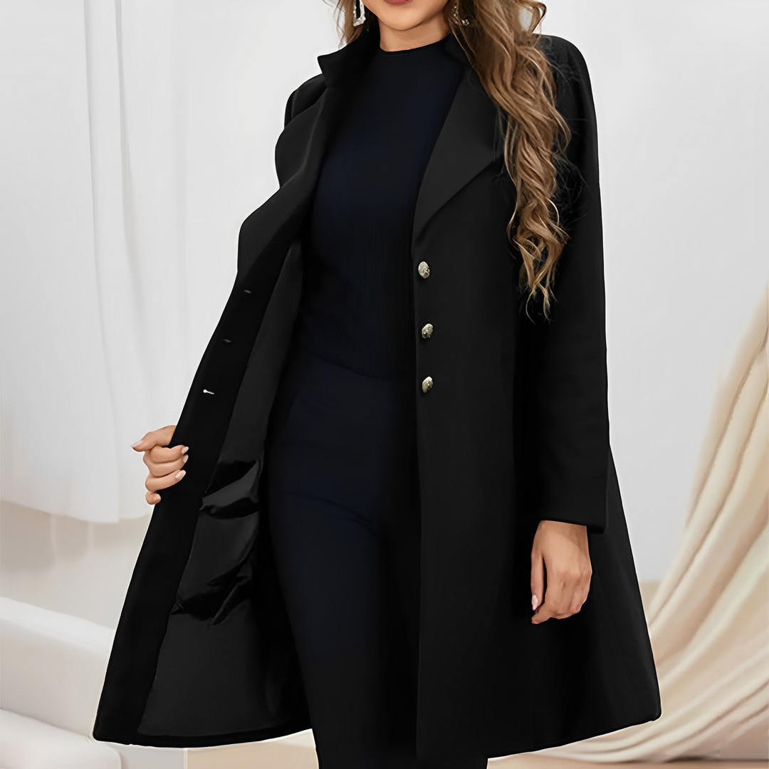 Elegant Vinterkappa Dam | Slim Fit Ullkappa med Högkvalitativ Tygblandning | Tidlös Stil för Värme och Komfort 1