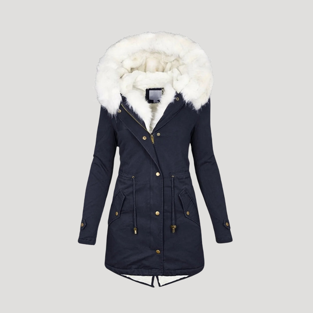 Elegant Vinterparka för Kvinnor med Fuskpäls & Bälte | Hållbar Design för Kalla Dagar 0