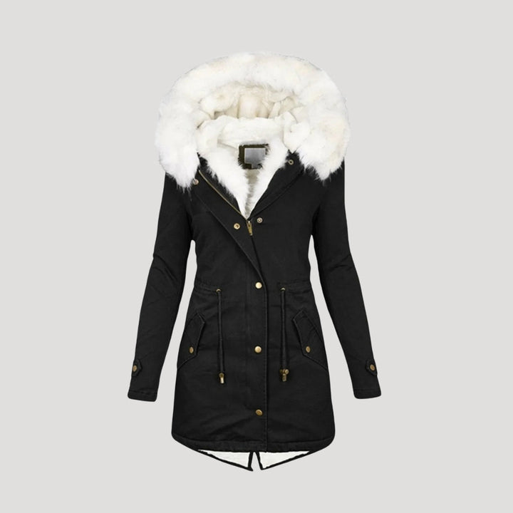 Elegant Vinterparka för Kvinnor med Fuskpäls &amp; Bälte | Hållbar Design för Kalla Dagar 2