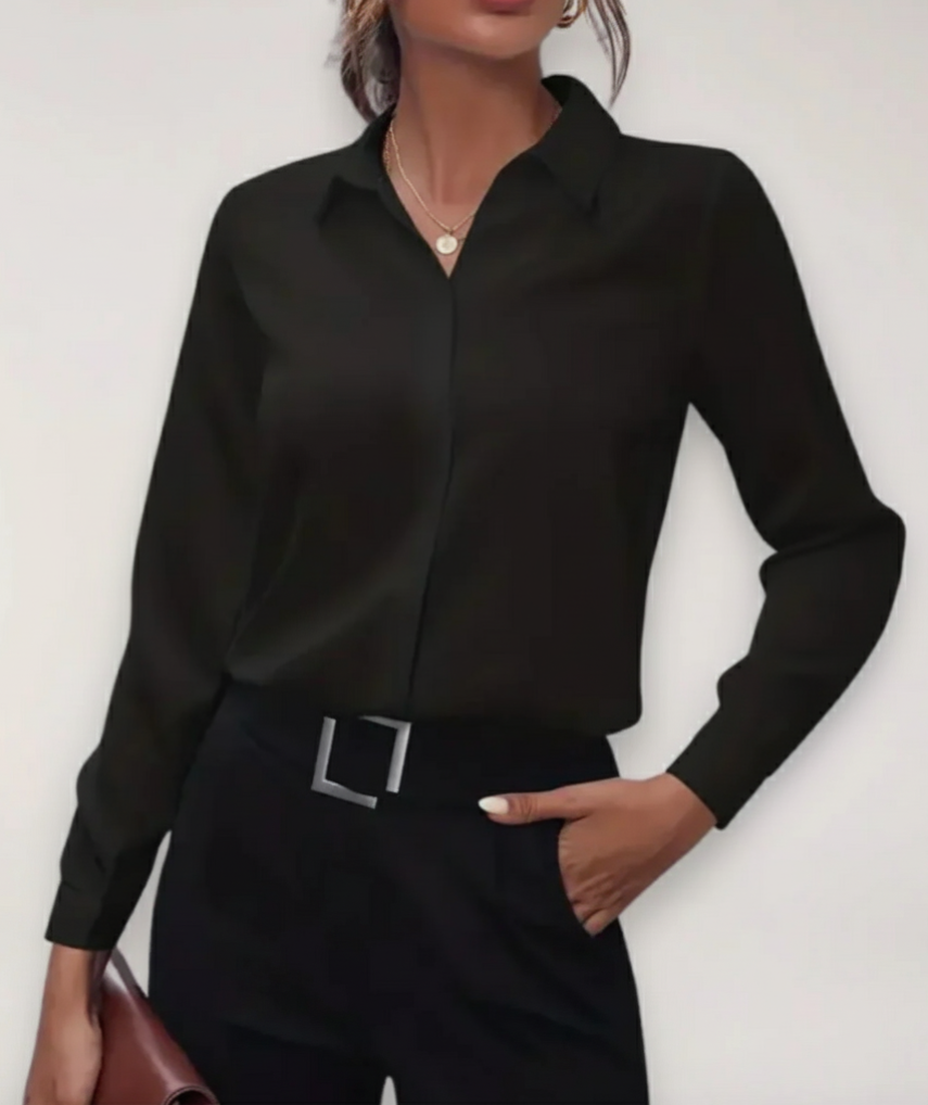 Elegant Vit Blus Dam | Skräddarsydd Skjorta med Klassisk Krage för Professionell Stil 0