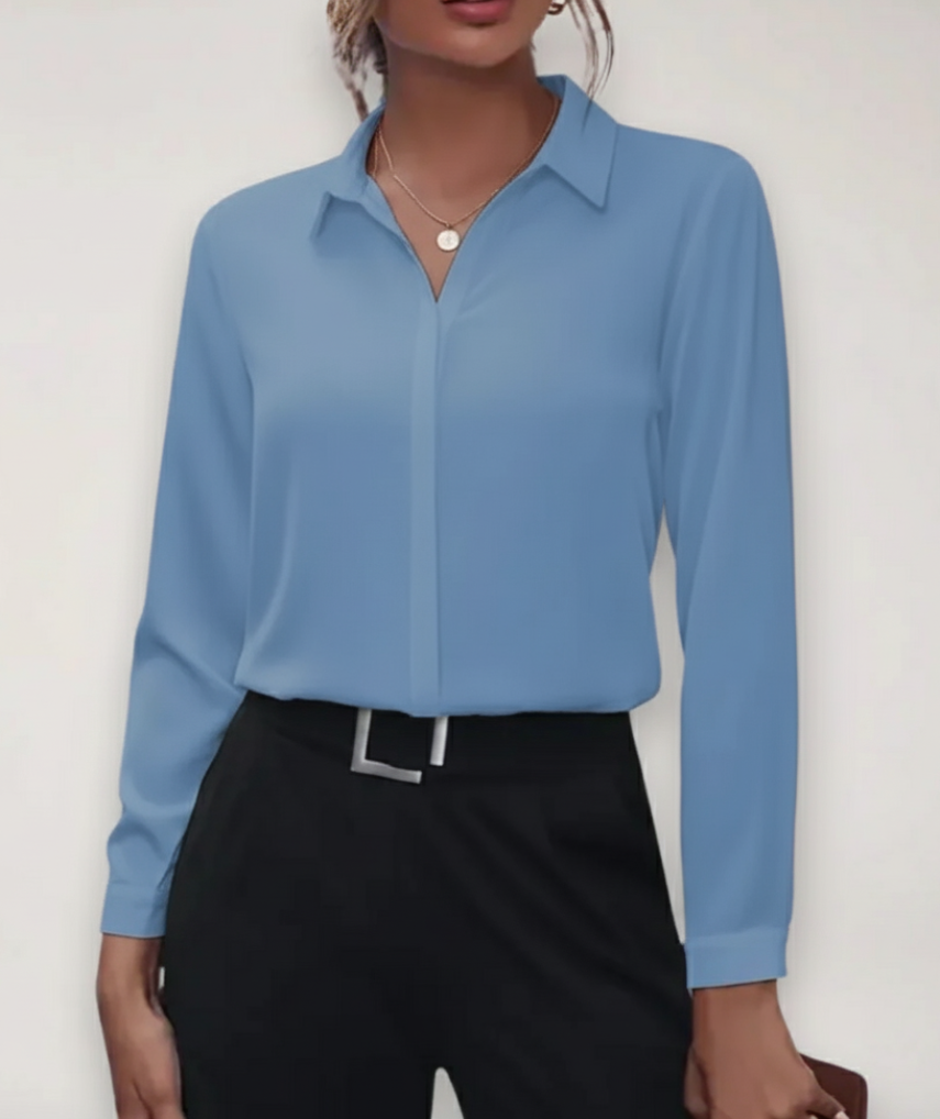 Elegant Vit Blus Dam | Skräddarsydd Skjorta med Klassisk Krage för Professionell Stil 4