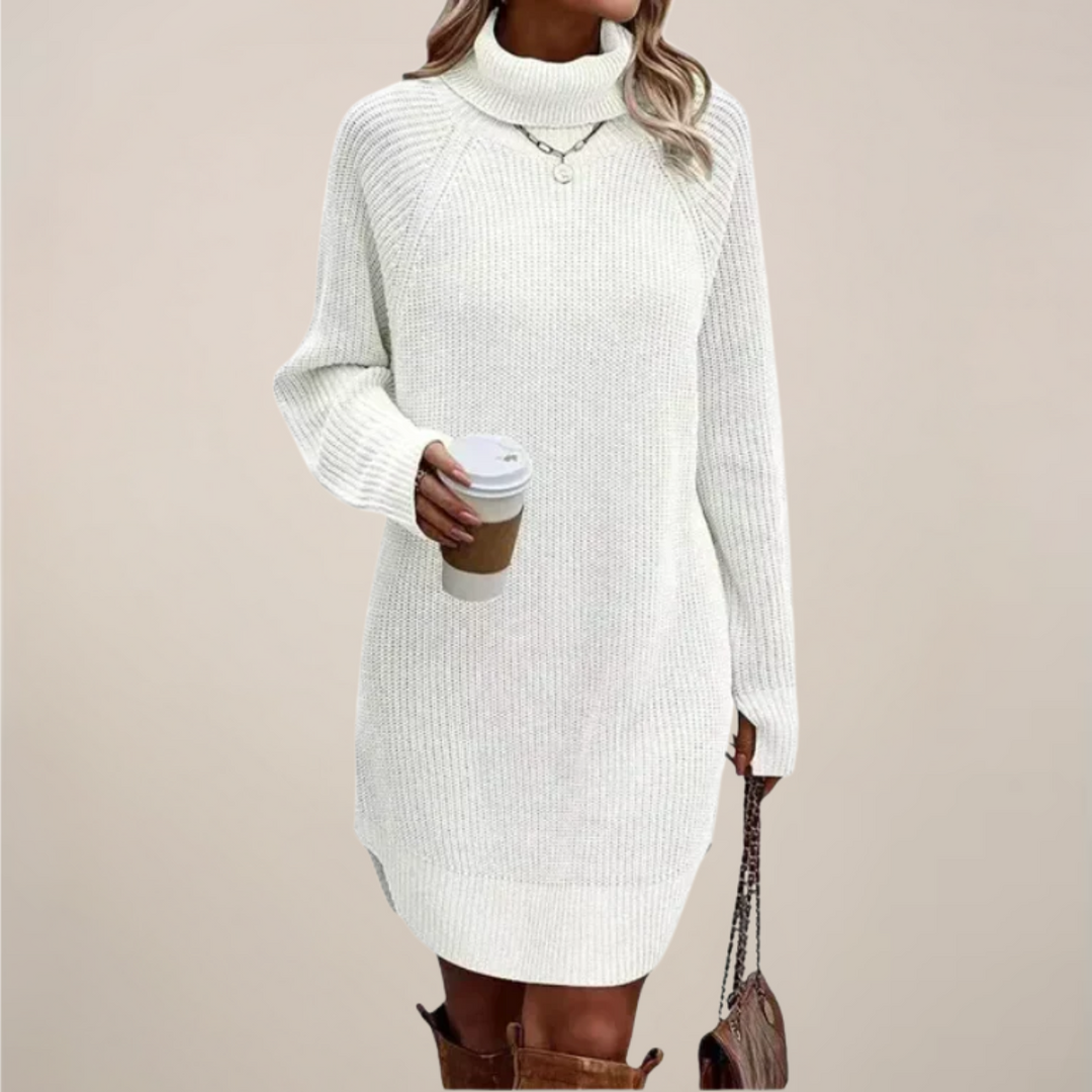 Elegant | Damklänning med Polokrage och Raglanärmar | Mjuk Stickad Design för Komfort och Stil 4