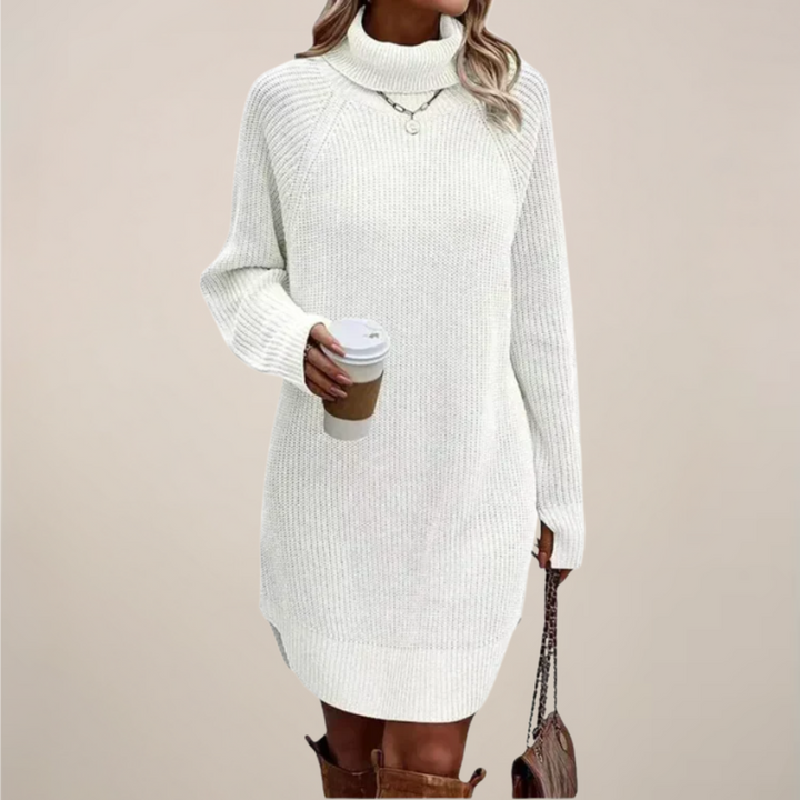 Elegant | Damklänning med Polokrage och Raglanärmar | Mjuk Stickad Design för Komfort och Stil 4