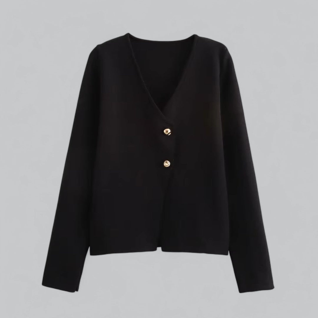 Elegant | Mjuk Stickad Cardigan för Kvinnor med Djup V-ringning | Vintage-inspirerad Design för Mångsidiga Outfits 0