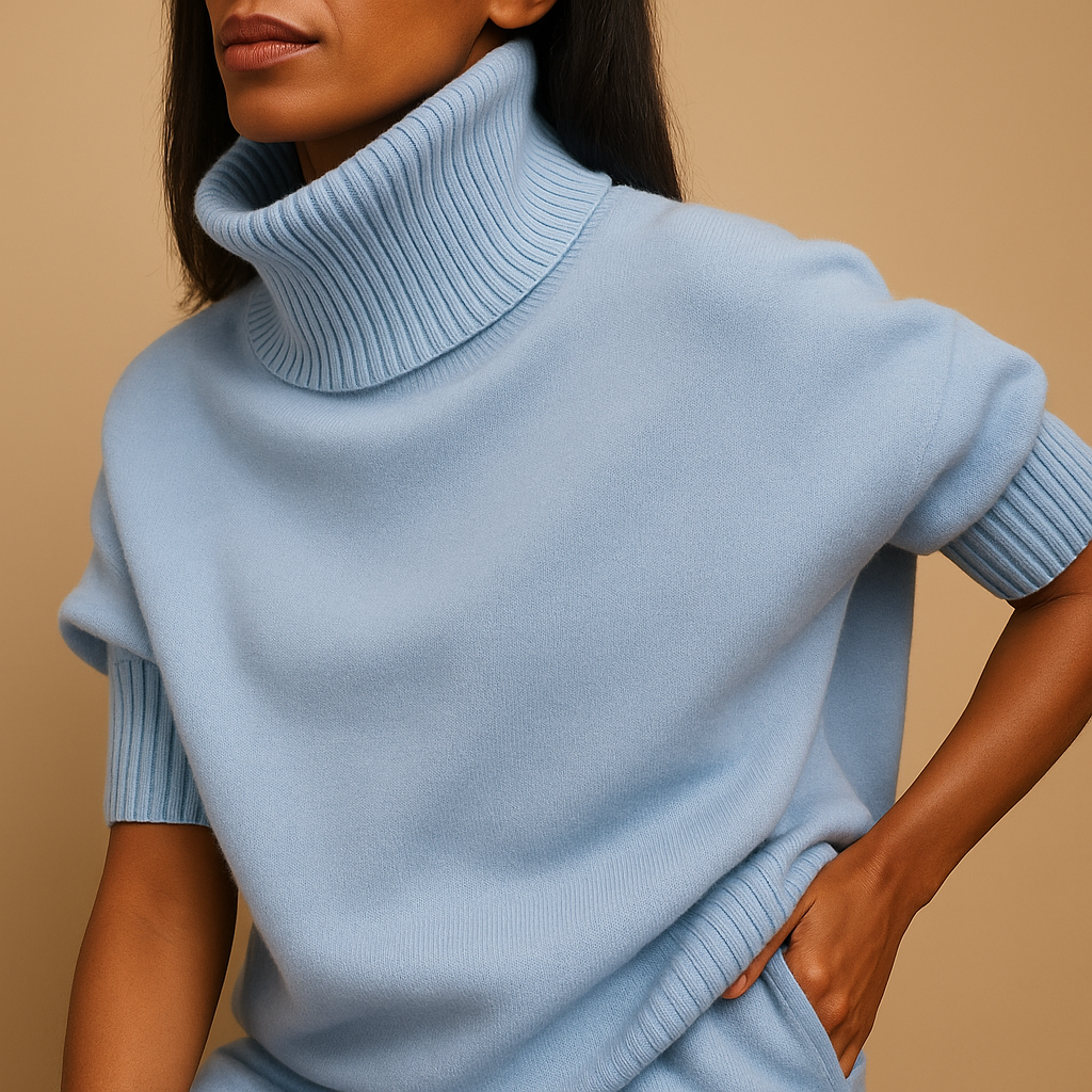 Elegant | Stickad Dam Tröja med Oversized Turtleneck Design | Mjuk och Bekväm för Kalla Dagar 0